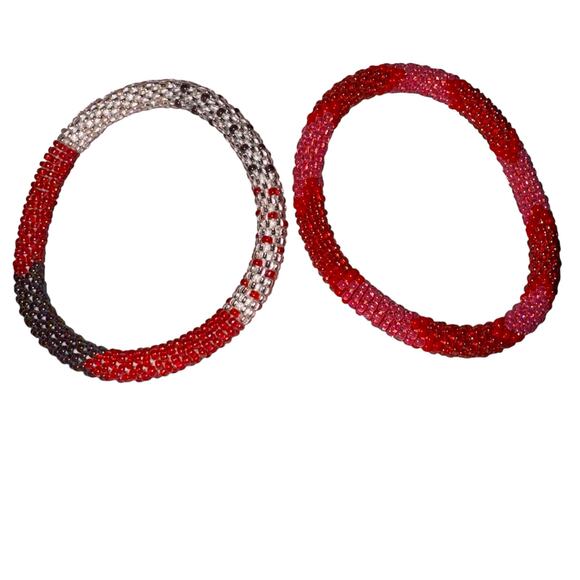 Set of 2 Sashka Co Hand Crafted Glass Bead Bracelets - Picture 1 of 3